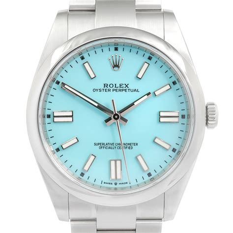 rolex oyster perpetual 41 124300 tiffany blue dial|rolex oyster perpetual 41mm blue.